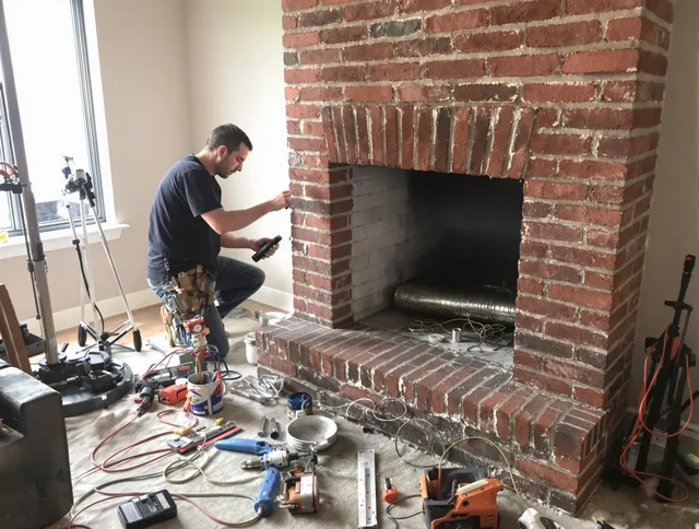 Torrance Chimney Sweep specialist finalizing chimney liner service in Torrance, CA
