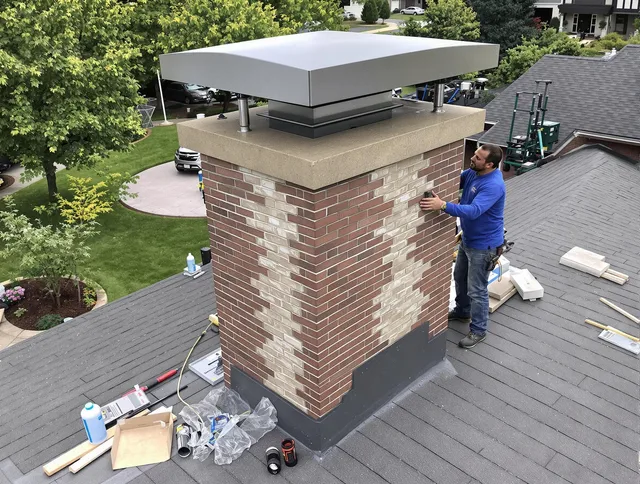 Torrance Chimney Sweep team working on a custom chimney remodel in Torrance, CA