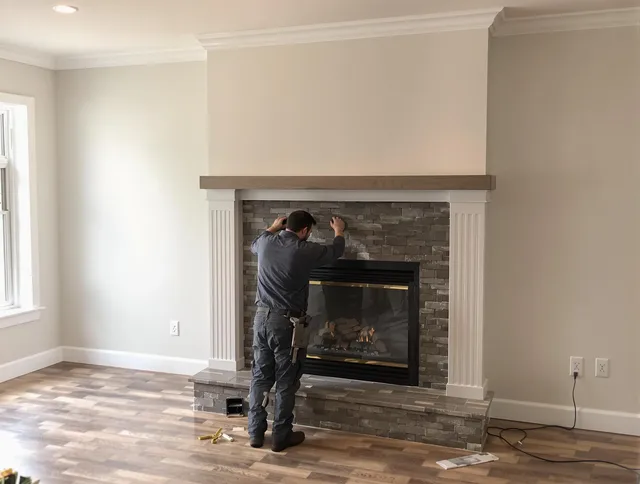 Torrance Chimney Sweep finishing a custom fireplace install in Torrance, CA
